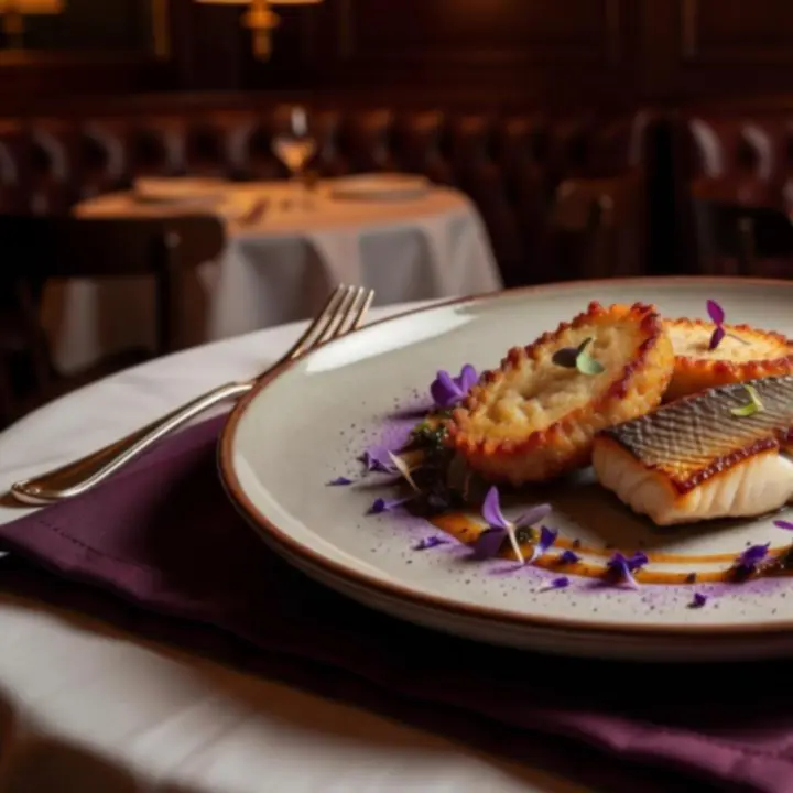 Plat signature du Comptoir Lilas dans une ambiance lilas nocturne