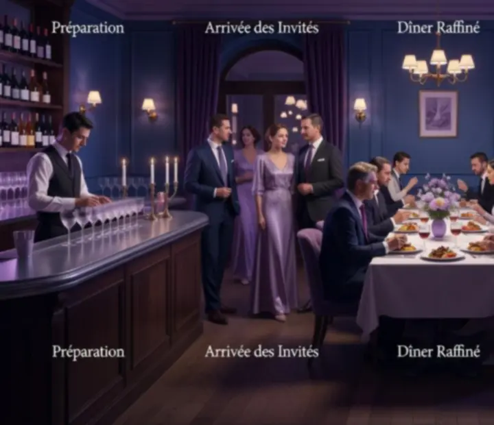 Frise visuelle illustrant le déroulé d'une soirée au Comptoir Lilas